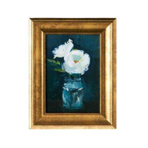 Studio McGee Navy Floral Canvas Gold Frame Target